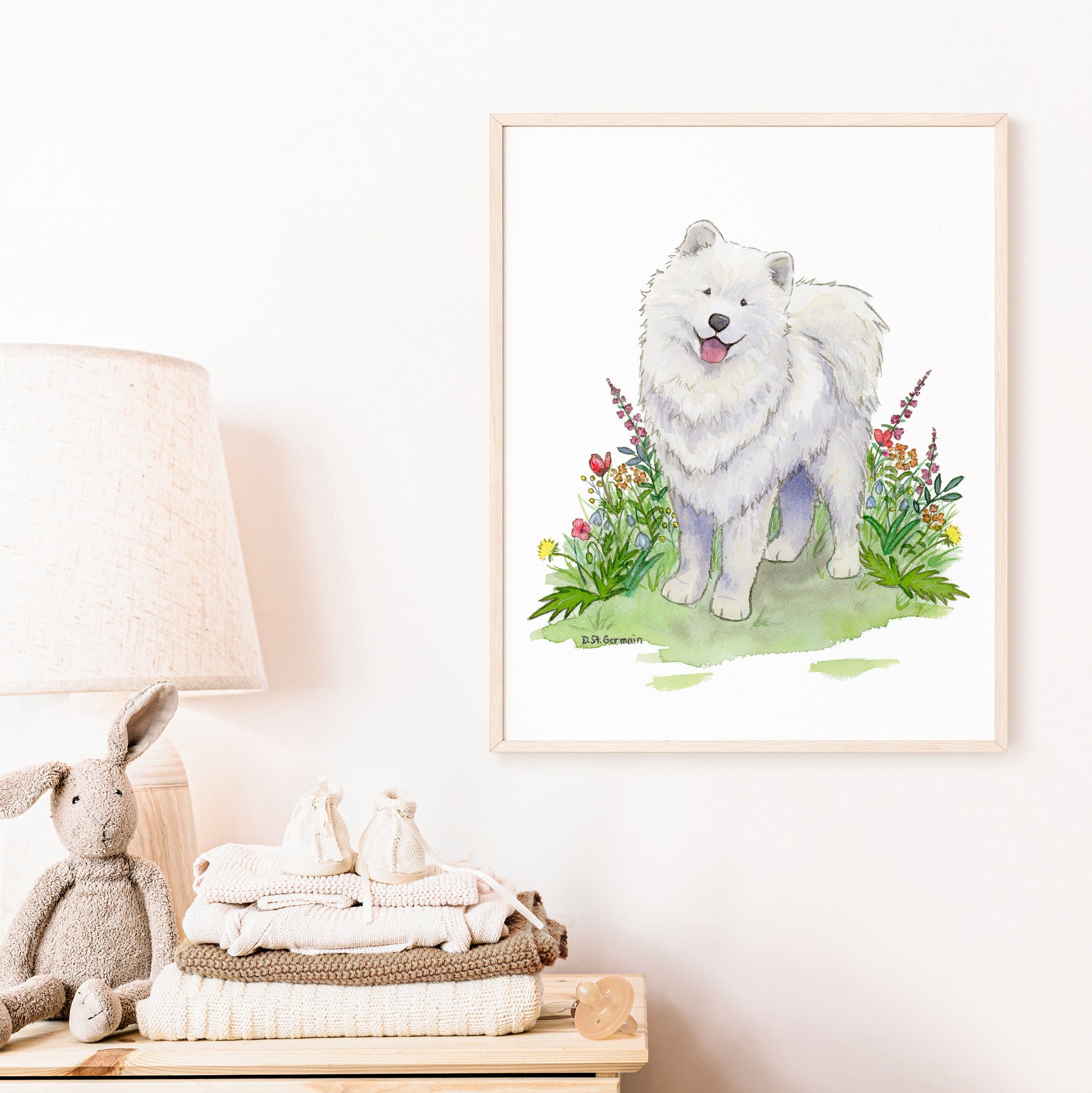 Samoyed Watercolor Art Print, Gift for Dog Lovers