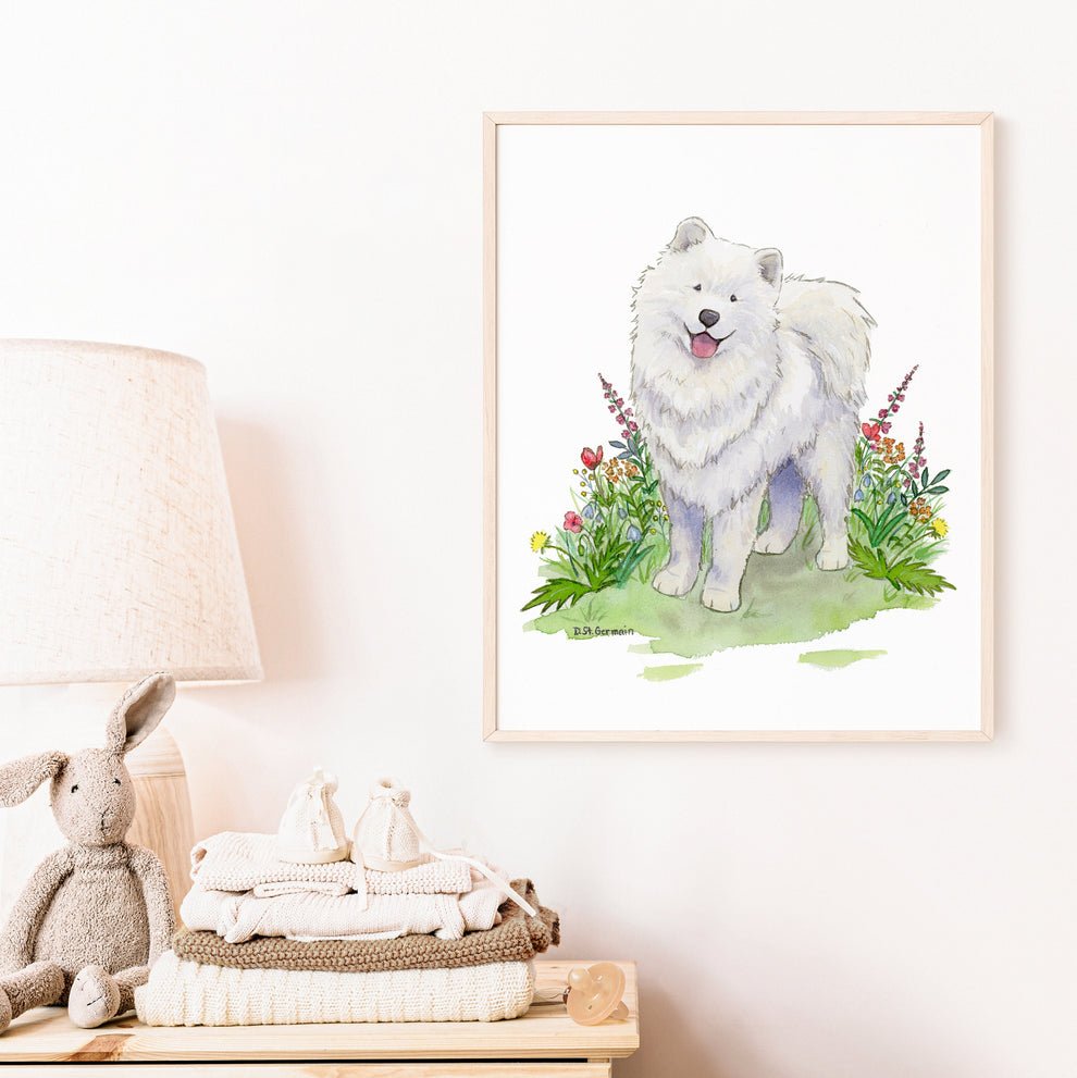 Samoyed Watercolor Art Print, Gift for Dog Lovers – Jasper and Ruby Art