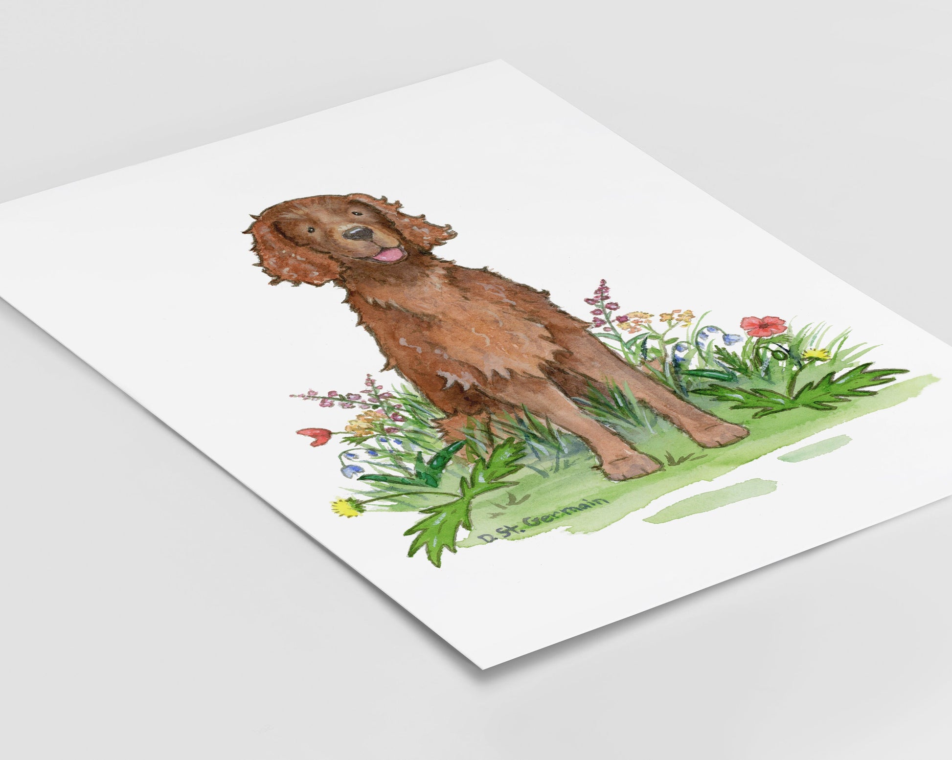 Irish Setter Watercolor Art Print, Gift for Irish Setter Lovers