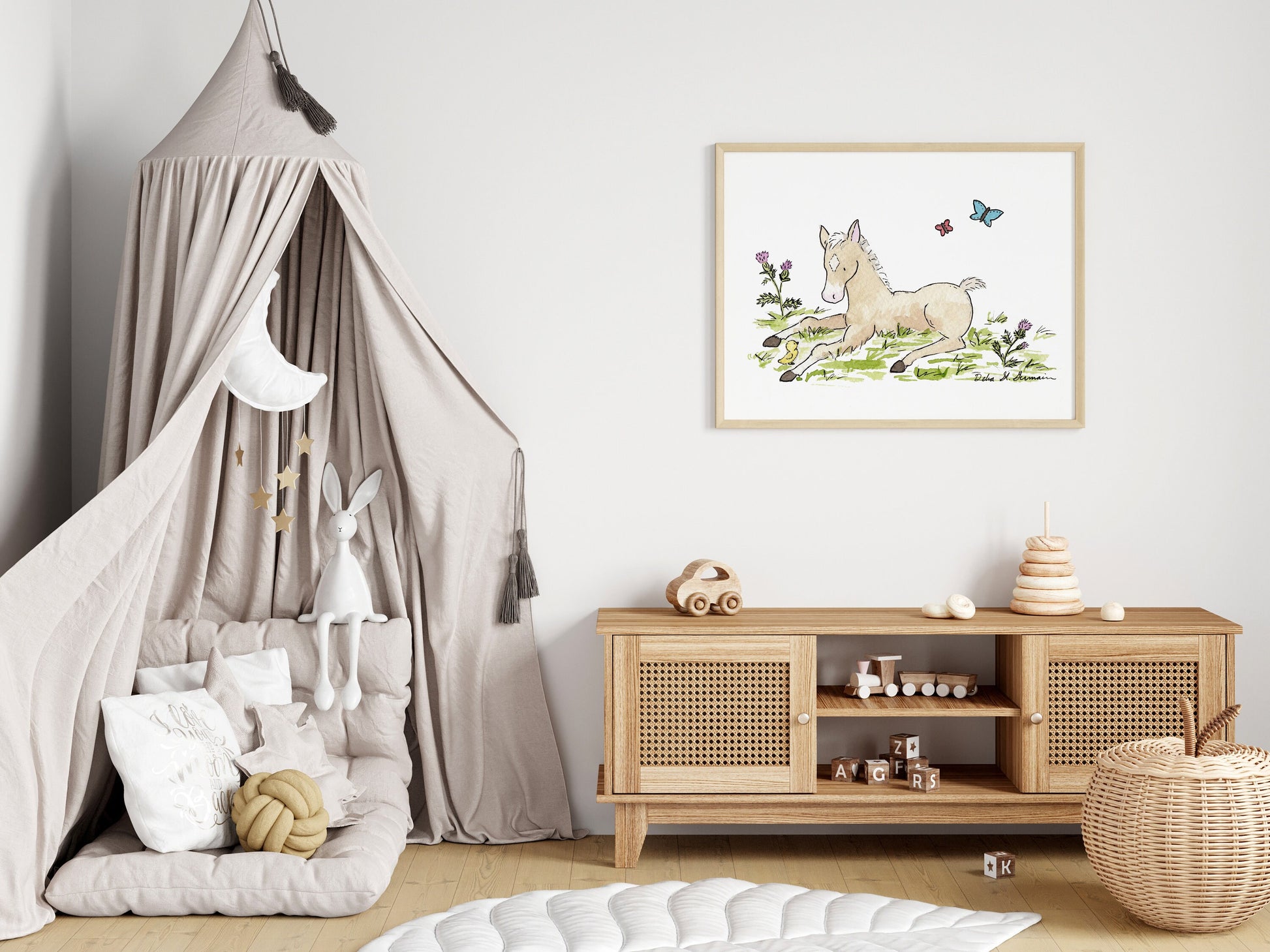 Pony Nursery Art, Children's Watercolor Art Print