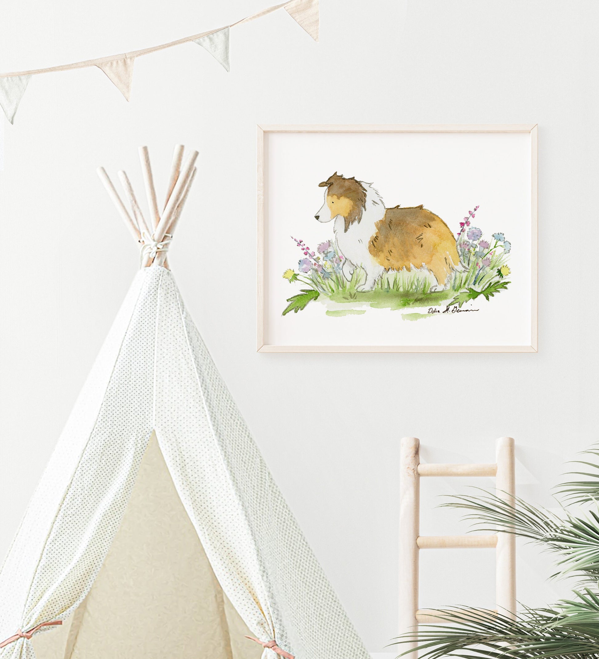Sable Sheltie Art, Shetland Sheepdog Watercolor Print, Gift for Sheltie Lovers