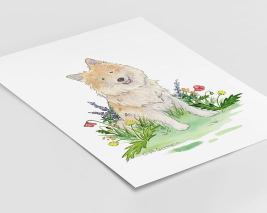 Icelandic Sheepdog Watercolor Art Print, Gift for Dog Lovers