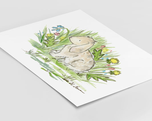 Lop Eared Bunny Art, Rabbit watercolor print