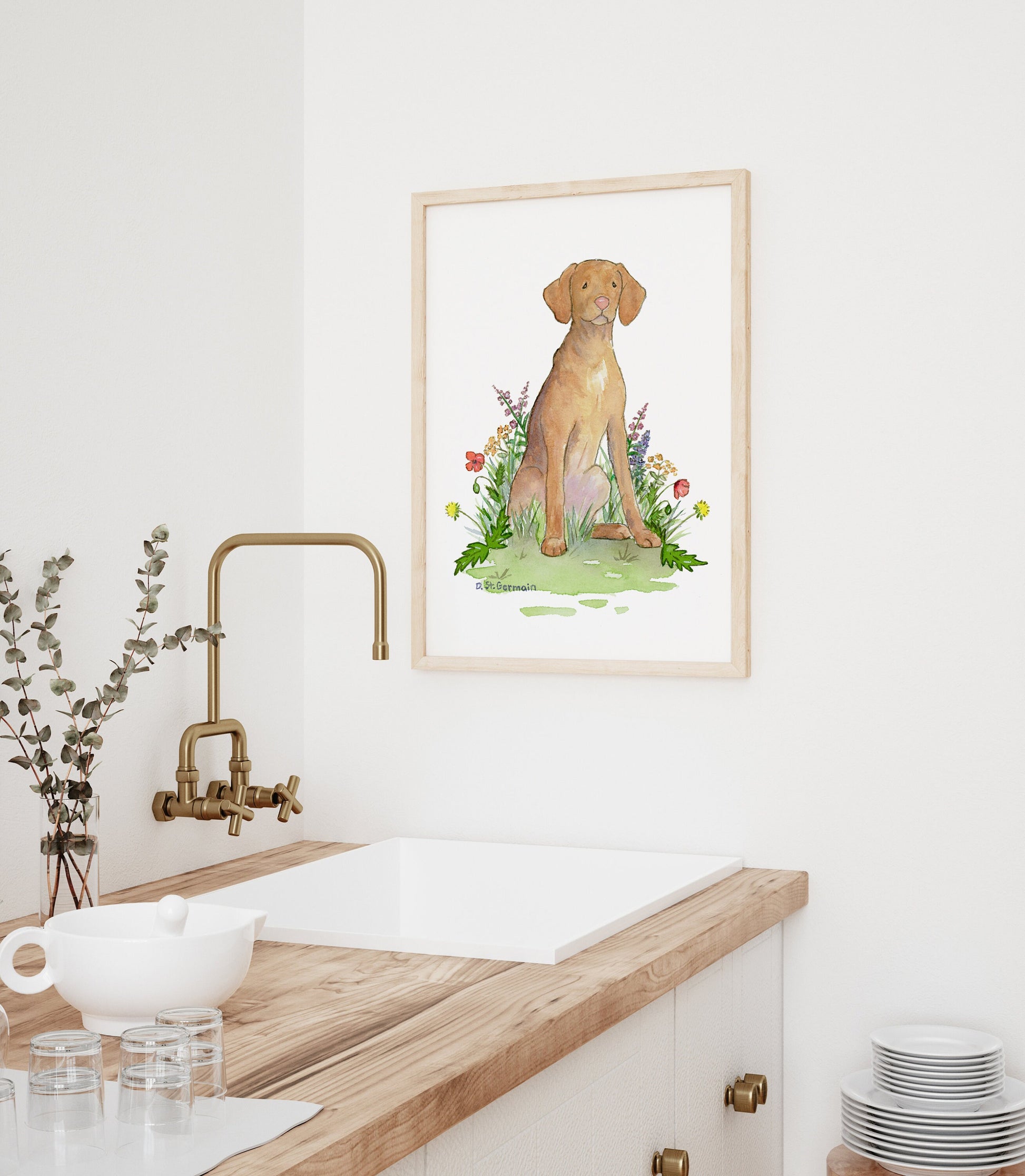 Vizsla Watercolor Art Print, Vizsla Gift for Dog Lovers