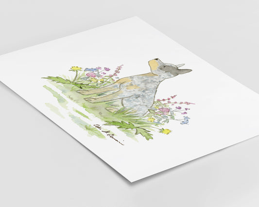 Australian Cattle Dog Art Print, Watercolor Blue Heeler Art