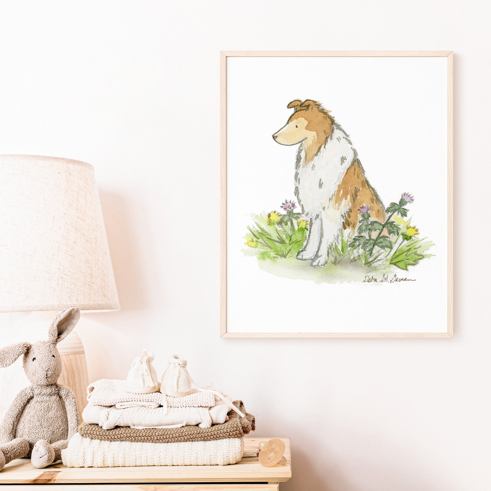 Watercolor Collie Art Print, Rough Collie Painting Print, Collie Gift