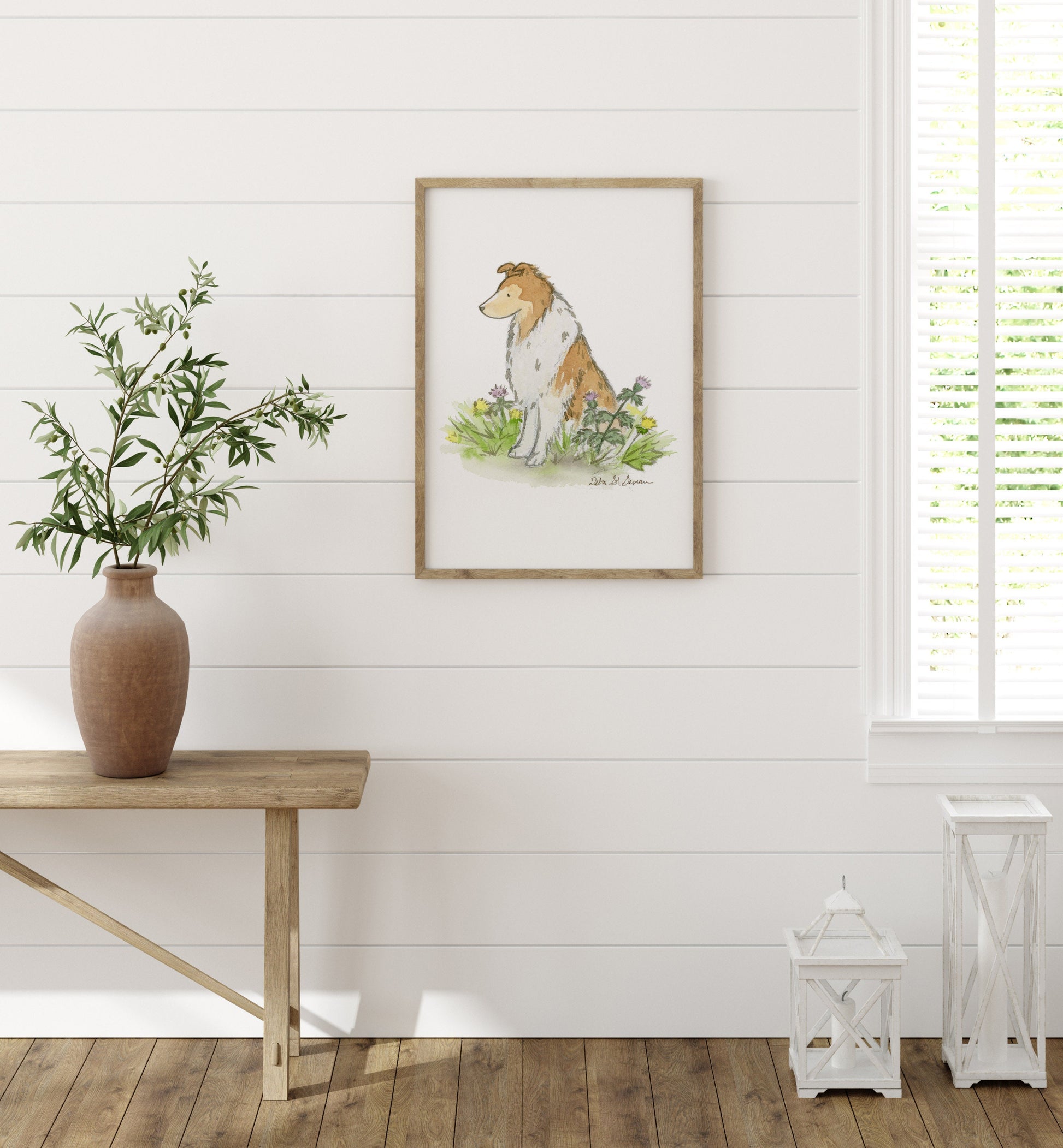 Watercolor Collie Art Print, Rough Collie Painting Print, Collie Gift