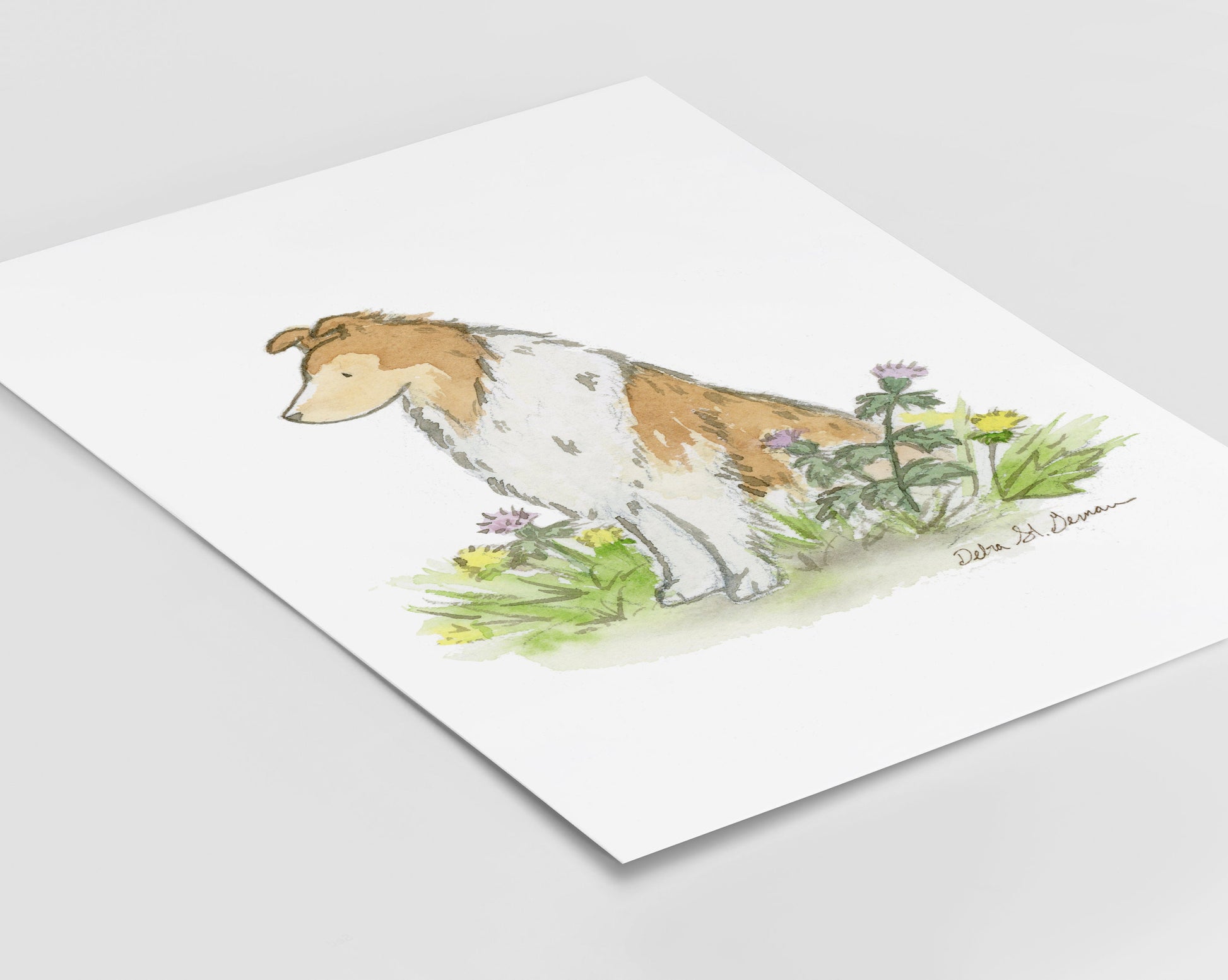 Watercolor Collie Art Print, Rough Collie Painting Print, Collie Gift