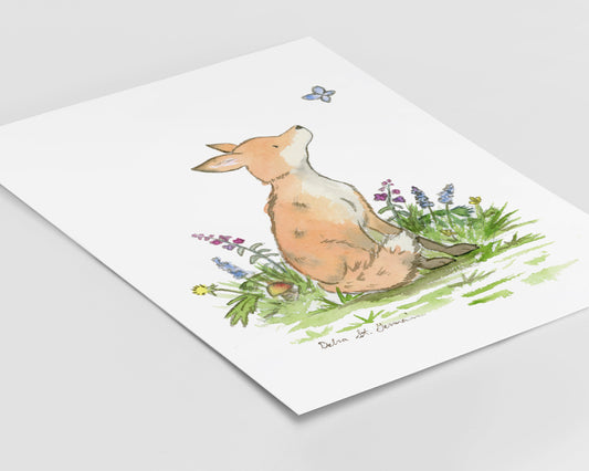 Fox Watercolor Print, Woodland Nursery Art, Clever Little Fox