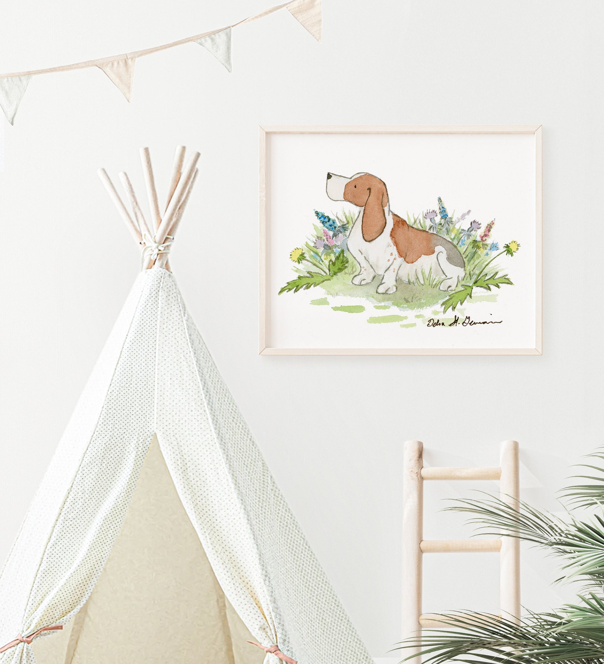 Basset Hound Art Print, Watercolor Basset Hound Wall Art l Jasper and Ruby Art