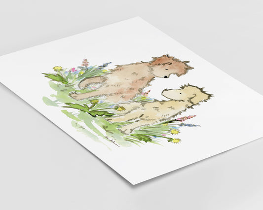 Doodle Dogs Watercolor Print- Labradoodle Print, Golden Doodle Art