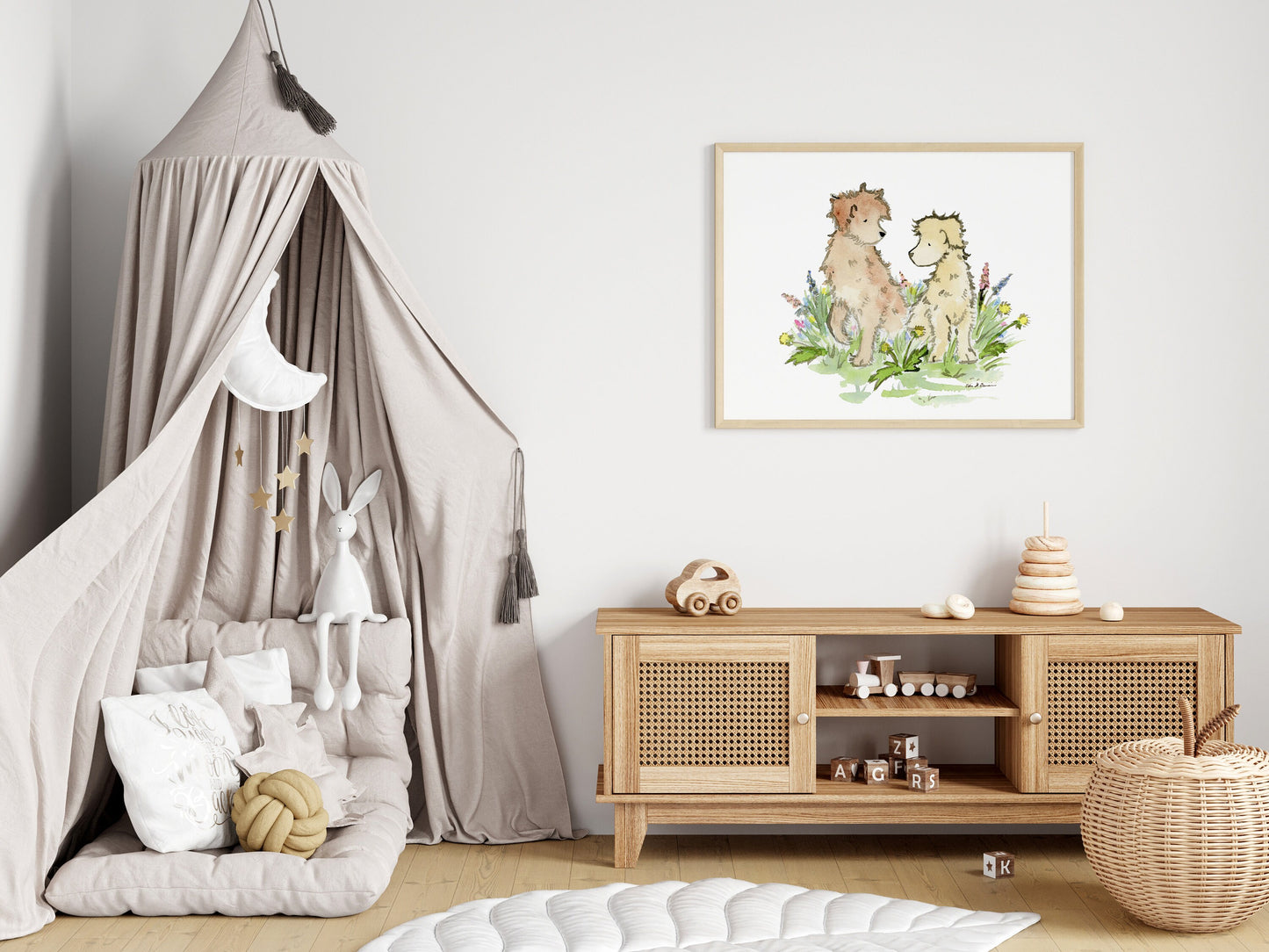 Doodle Dogs Watercolor Print- Labradoodle Print, Golden Doodle Art