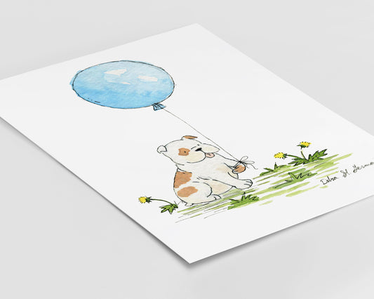 Bulldog With Balloon Nursery Art Print