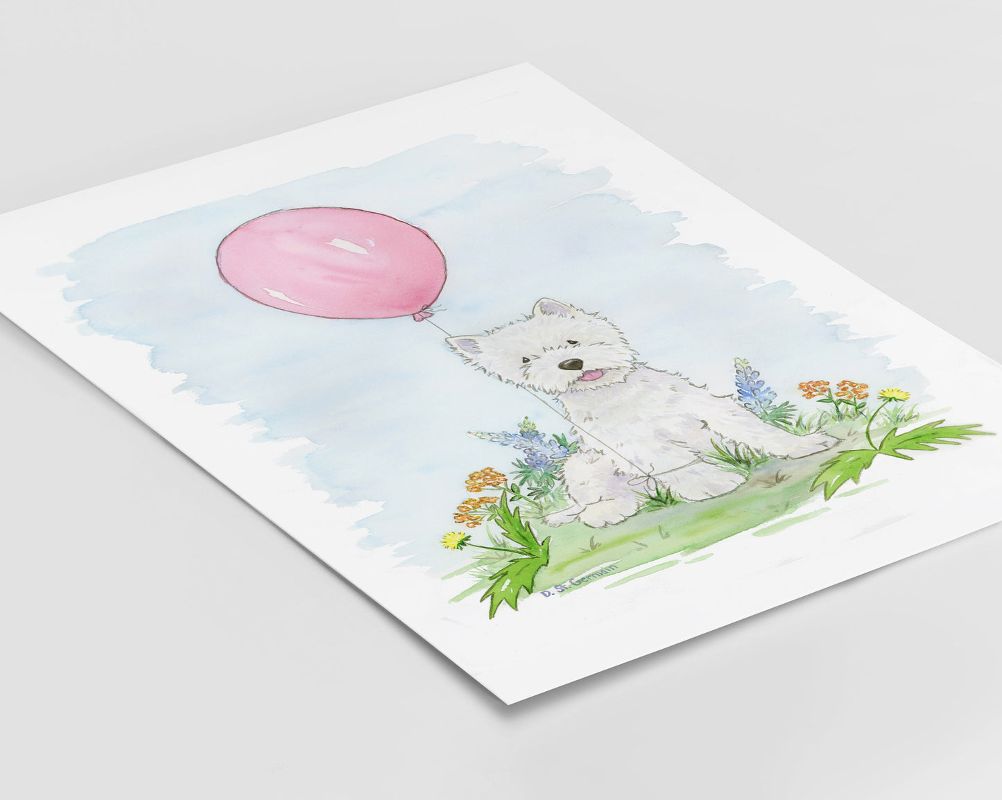 Westie Watercolor Art Print, West Highland White Terrier