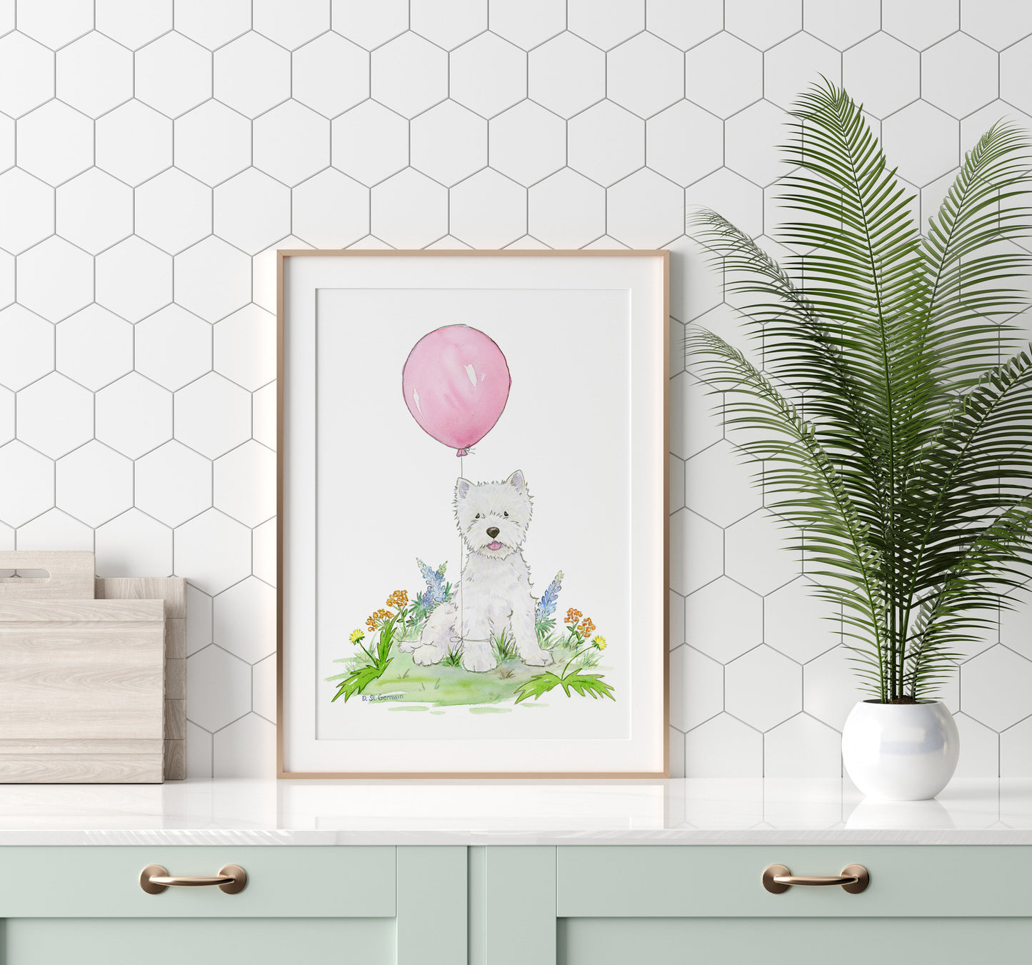 Westie Watercolor Art Print, West Highland White Terrier