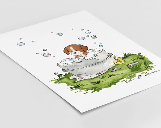 Watercolor Beagle Art Print, Puppy Art for Children