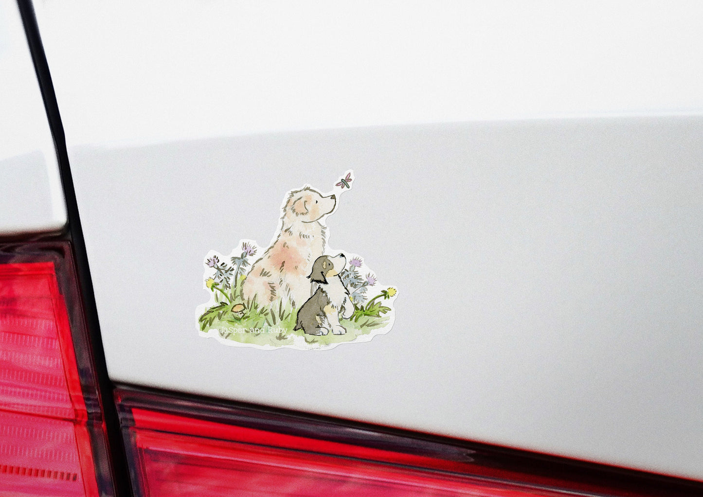 Australian Shepherd Vinyl Sticker, Red Merle n Black Tri Aussie Decal