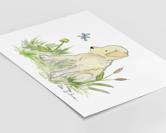 Yellow Labrador Retriever Watercolor Nursery Art Print