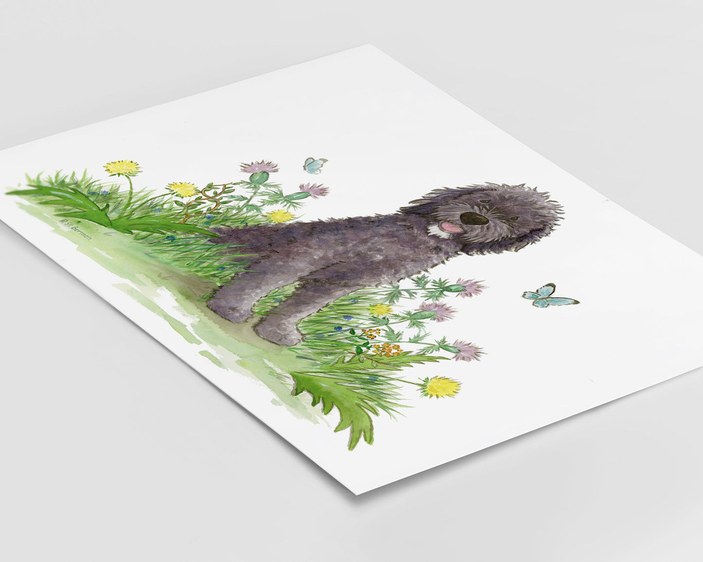 Black Labradoodle Art Print, Dog Lover Gift