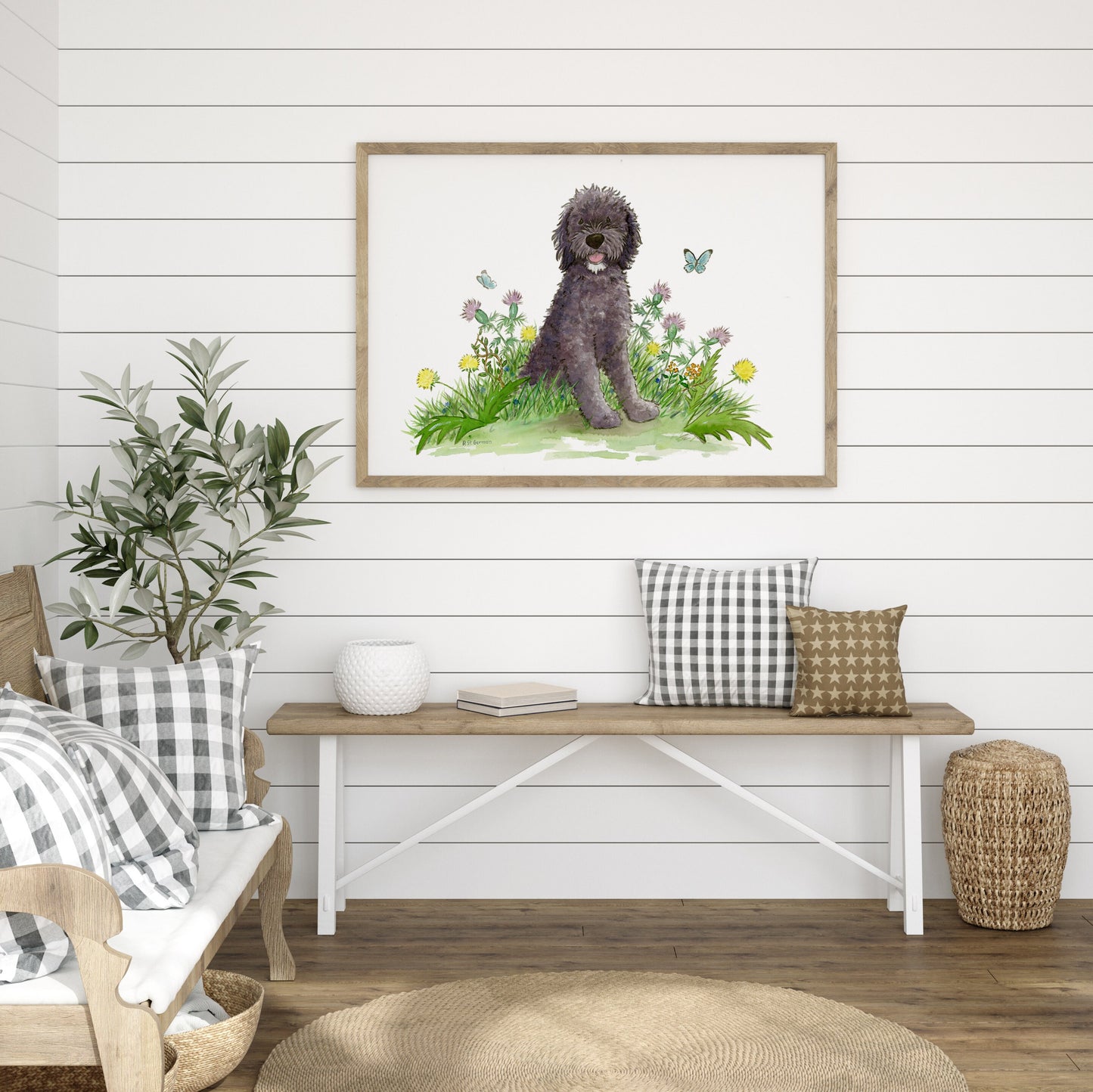 Black Labradoodle Art Print, Dog Lover Gift
