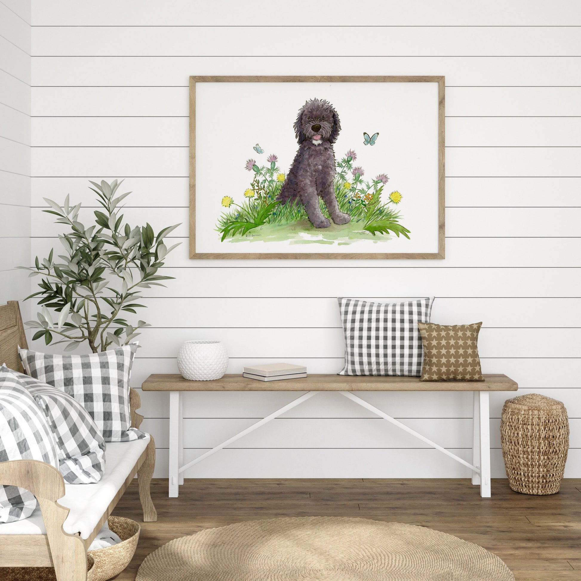 Black Labradoodle Art Print, Dog Lover Gift