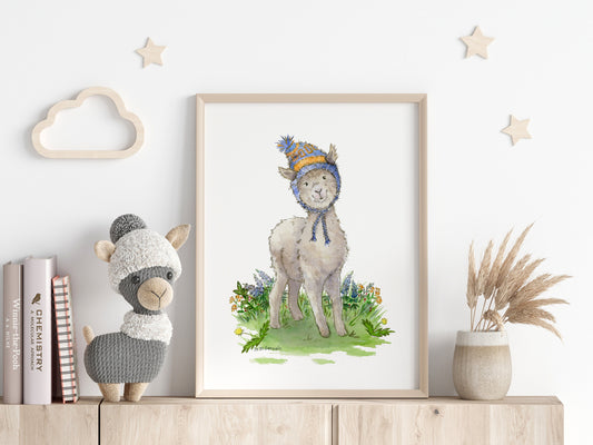 Cute Alpaca Watercolor Art Print
