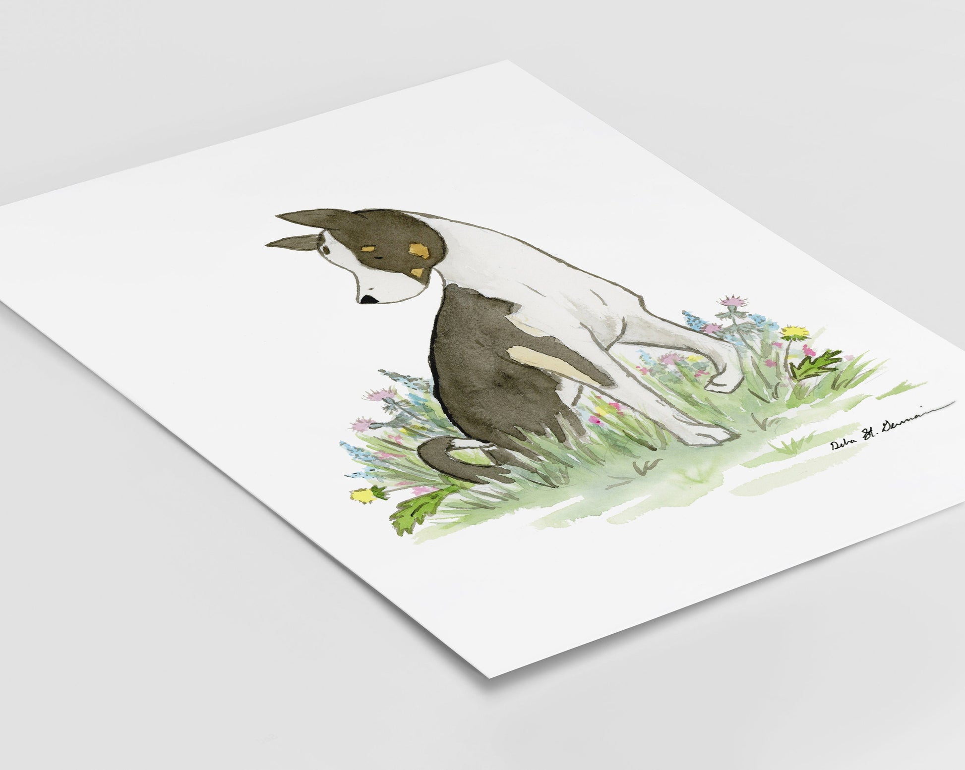 Mixed Breed Dog Art, Basenji Art, Watercolor Print, Pet Portrait, Rescue Dog Art