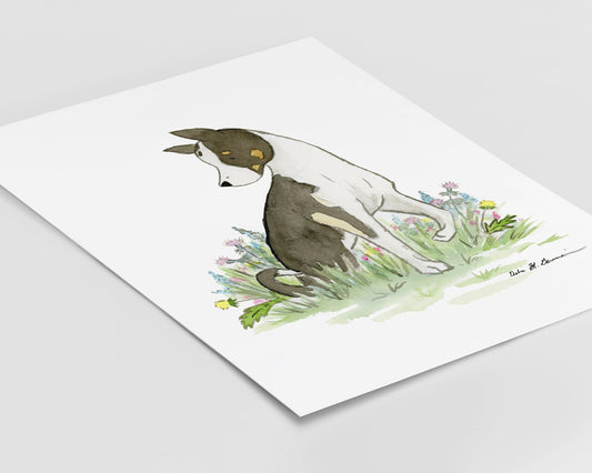 Mixed Breed Dog Art, Basenji Art, Watercolor Print, Pet Portrait, Rescue Dog Art