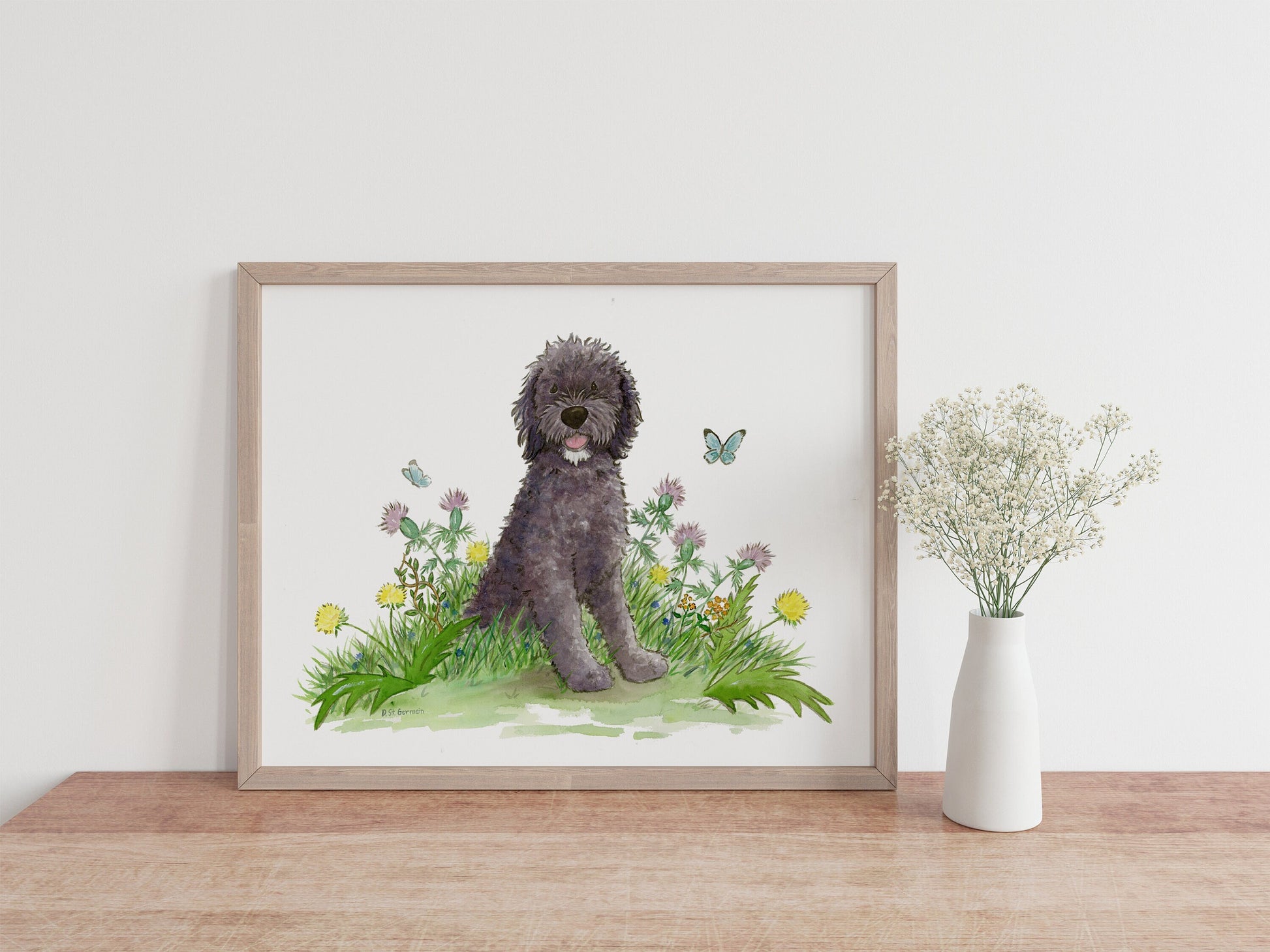 Black Labradoodle Art Print, Dog Lover Gift