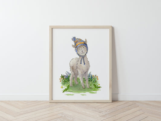 Cute Alpaca Watercolor Art Print
