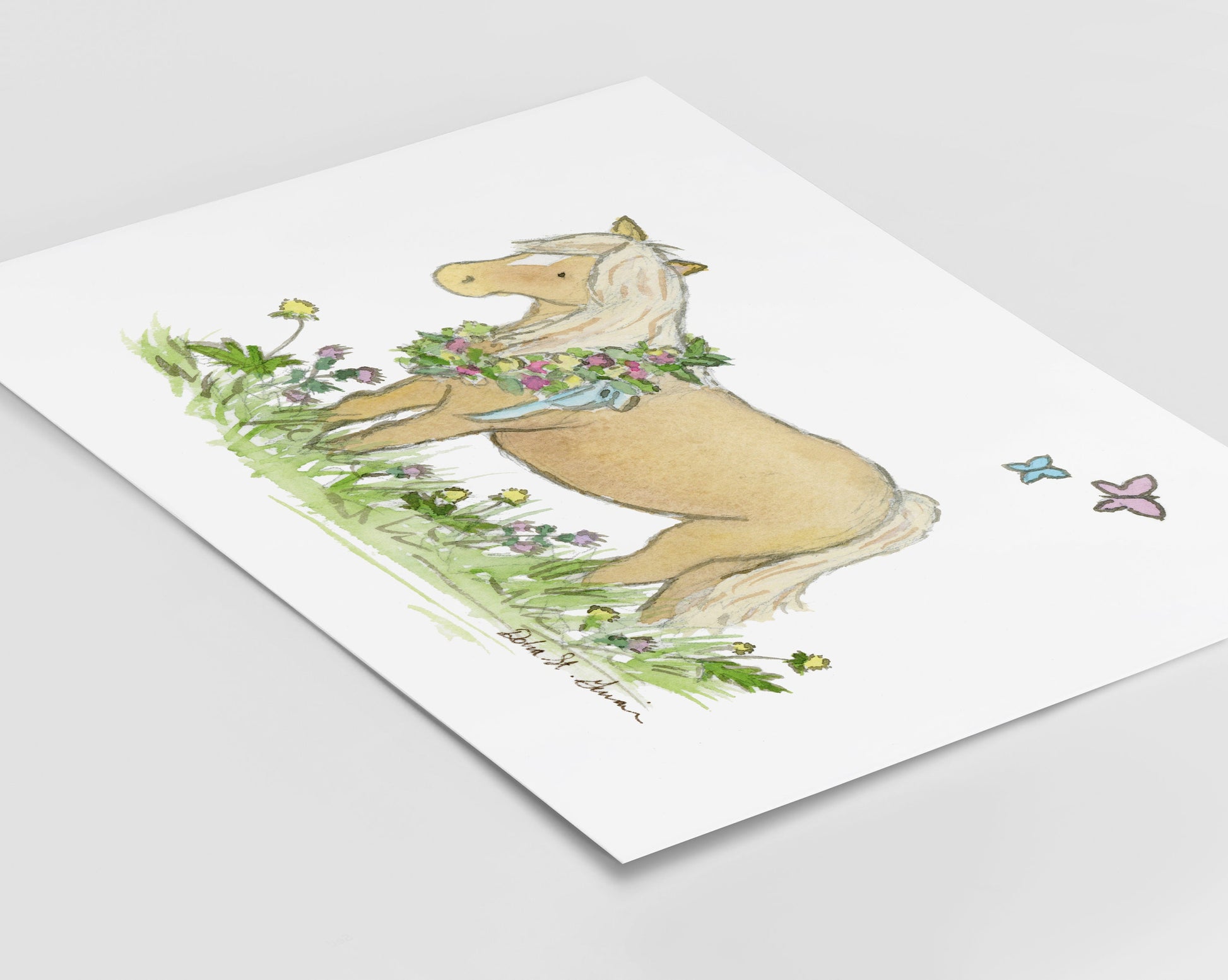 Pony Watercolor Art, Nursery print, Cute Nursery Art