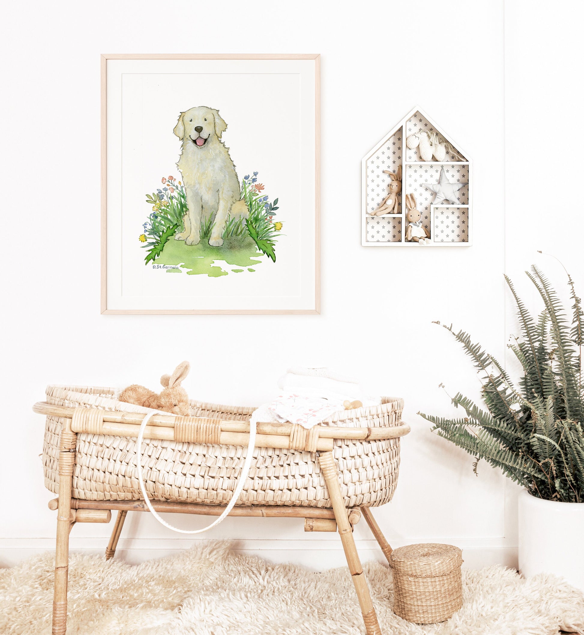 Cream Golden Retriever Art Print, Gift for Dog Lovers