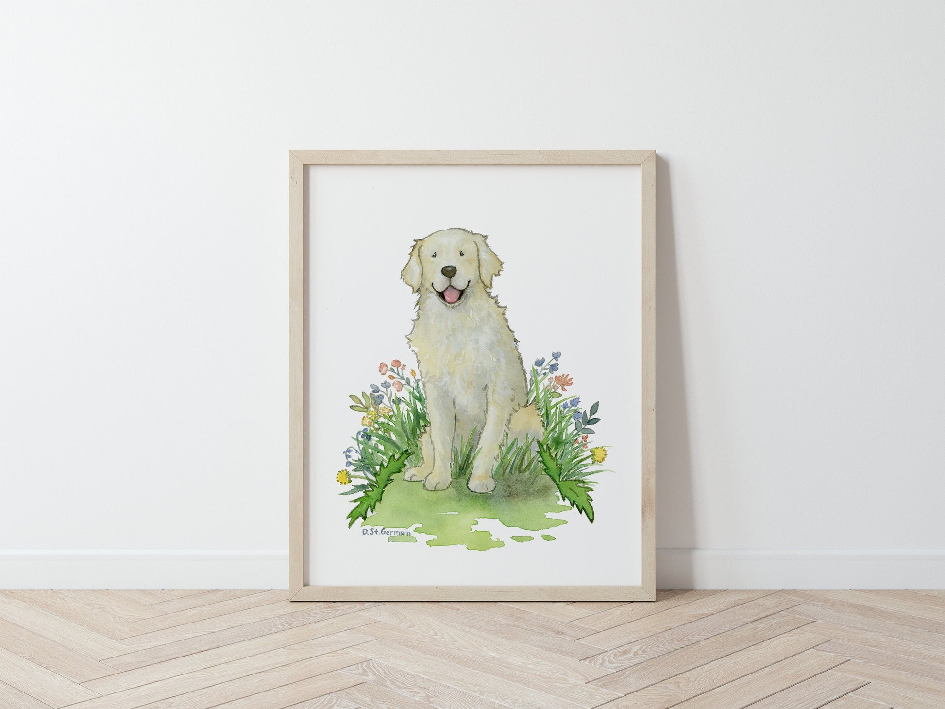 Cream Golden Retriever Art Print, Gift for Dog Lovers