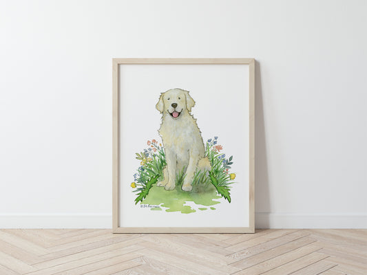 Cream Golden Retriever Art Print, Gift for Dog Lovers
