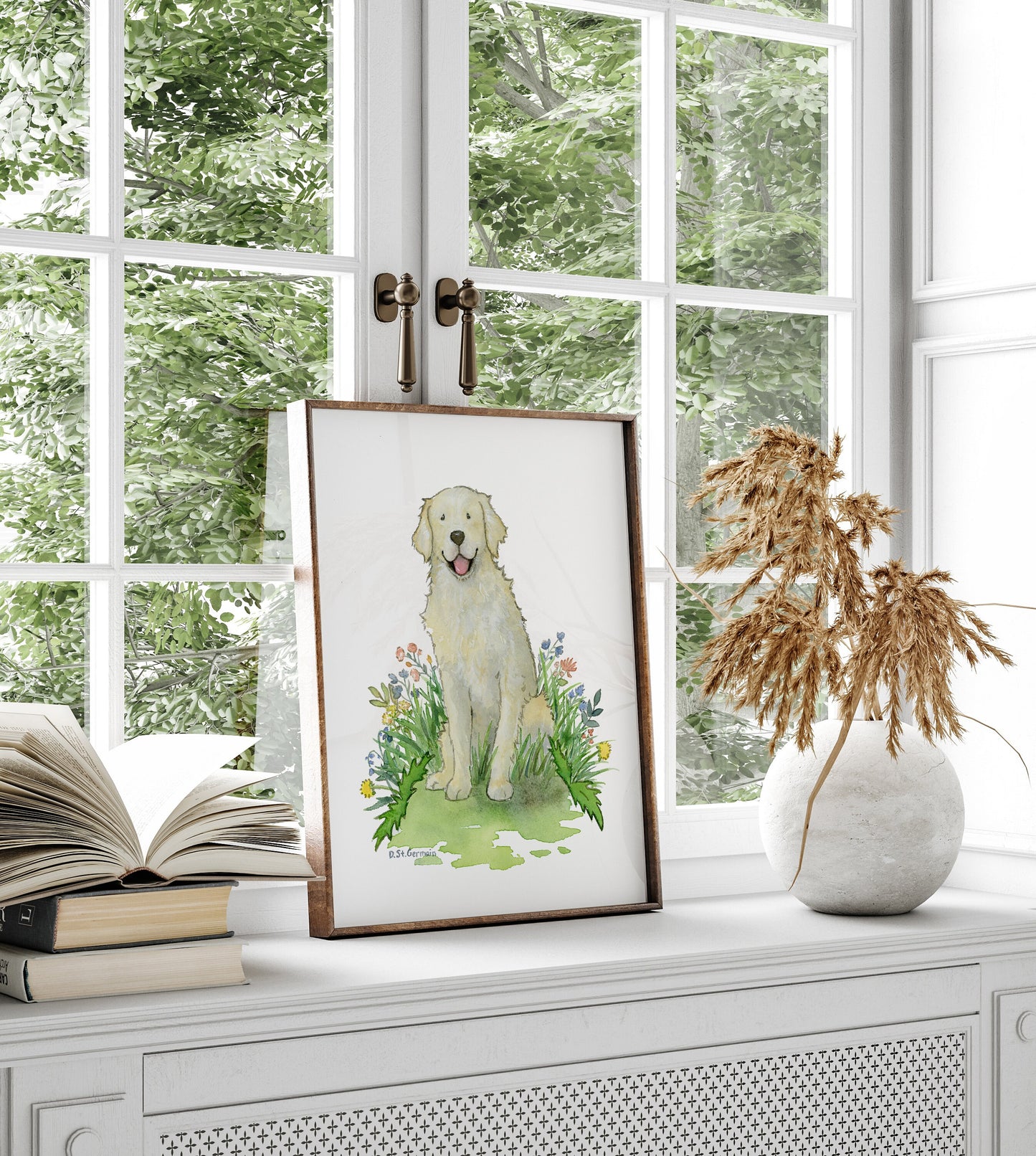 Cream Golden Retriever Art Print, Gift for Dog Lovers