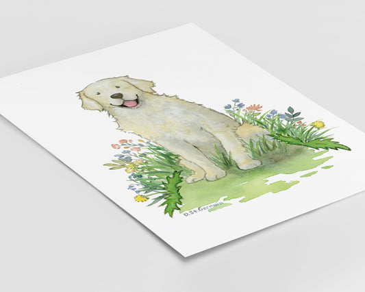 Cream Golden Retriever Art Print, Gift for Dog Lovers