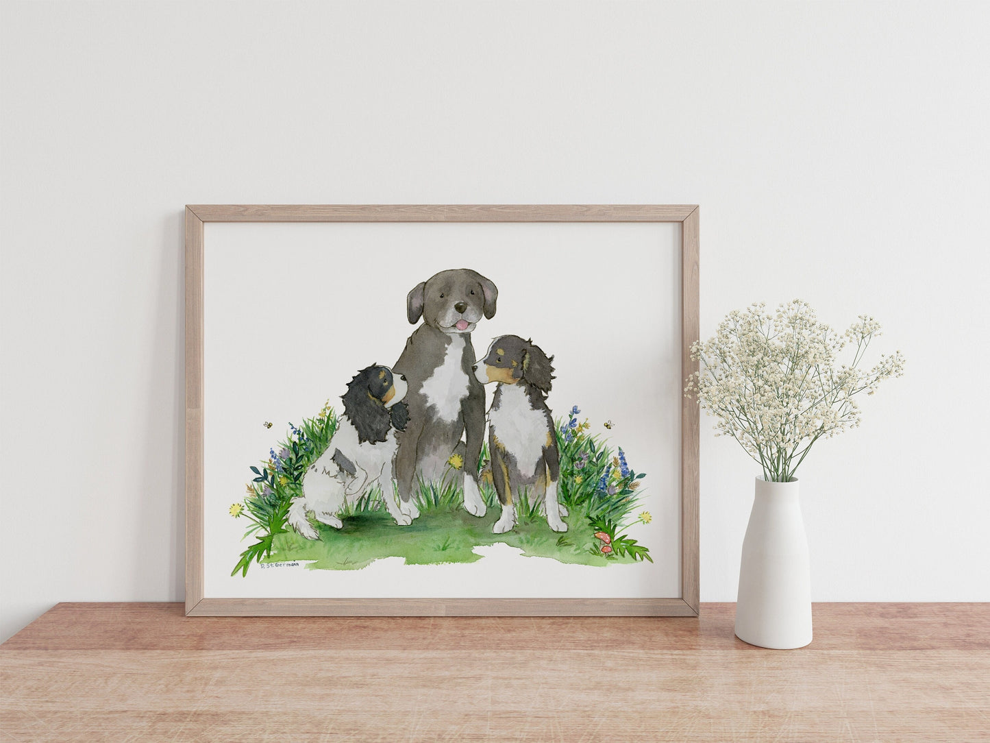 Watercolor Dog Art Print, Cavalier and Lab Mixes