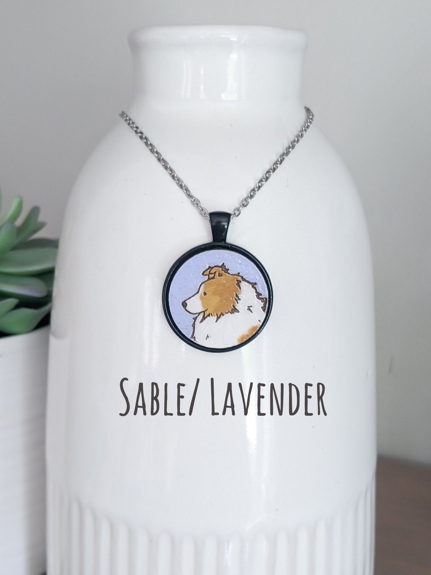 Sheltie Necklace, Hand painted Wooden Sheltie Necklace, Sheltie Gift, Shetland Sheepdog, Sheltie Lover, Sable, Blue Merle, Tri Color