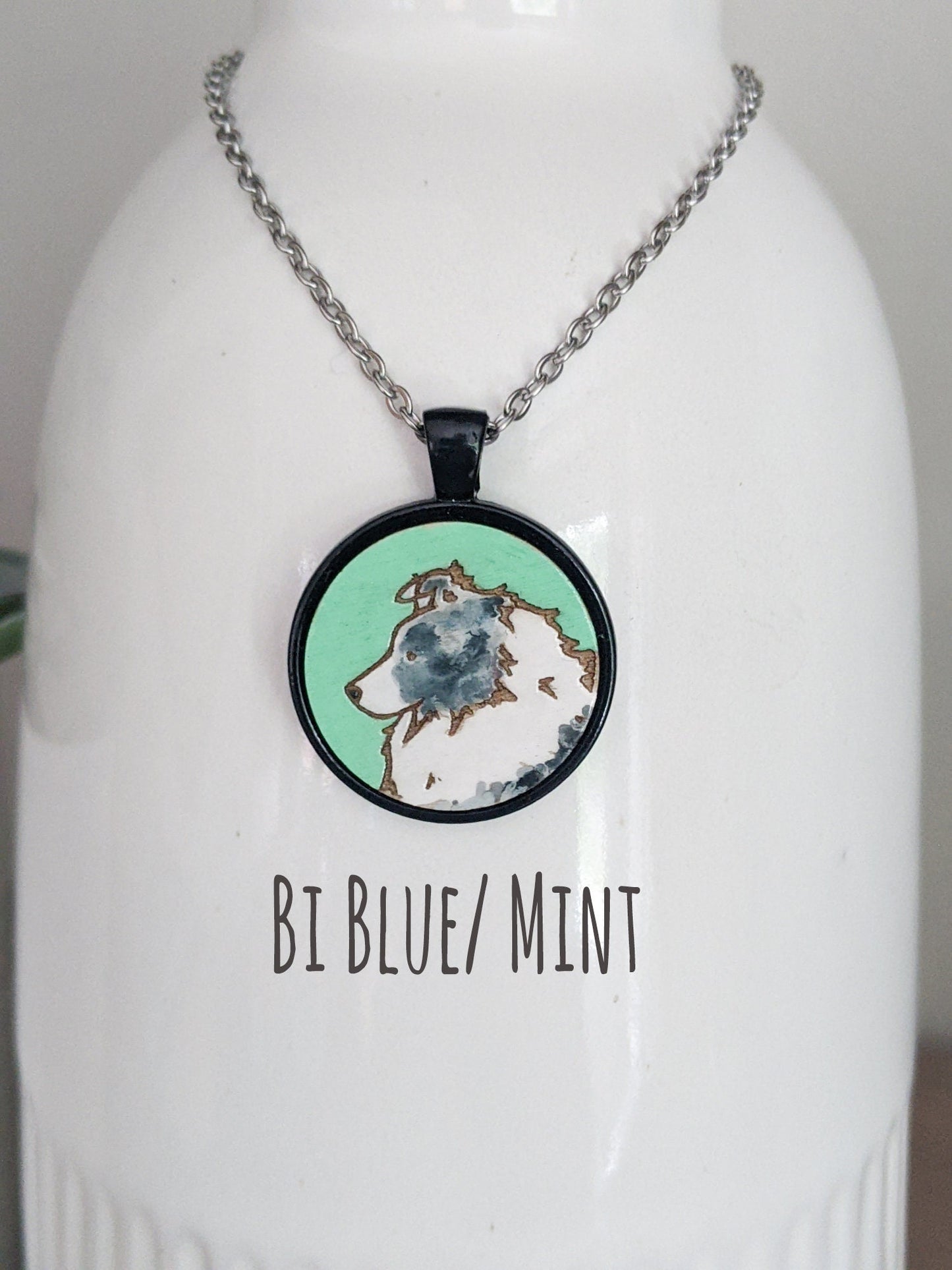 Sheltie Necklace, Hand painted Wooden Sheltie Necklace, Sheltie Gift, Shetland Sheepdog, Sheltie Lover, Sable, Blue Merle, Tri Color