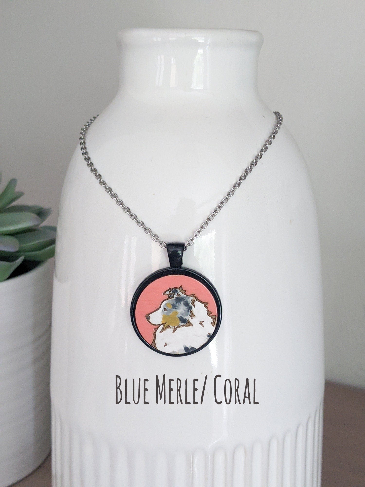 Sheltie Necklace, Hand painted Wooden Sheltie Necklace, Sheltie Gift, Shetland Sheepdog, Sheltie Lover, Sable, Blue Merle, Tri Color