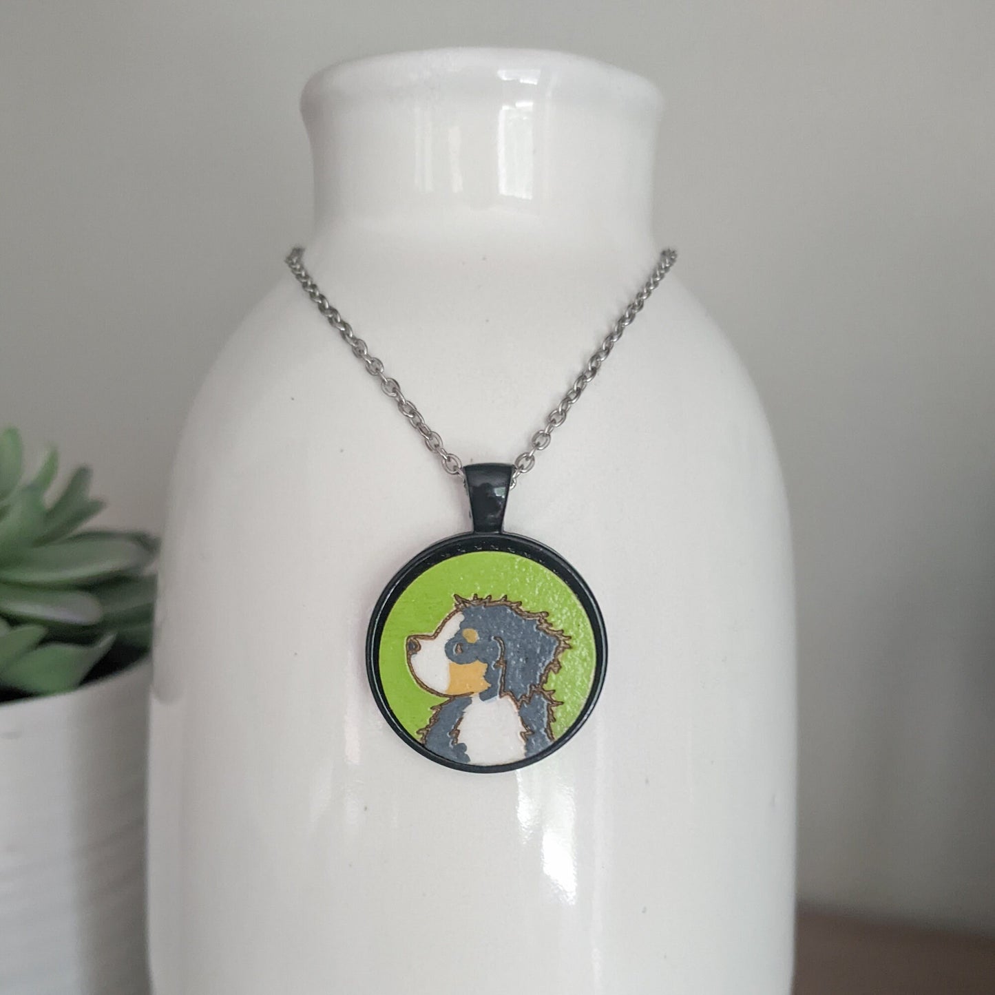 green bernese necklace