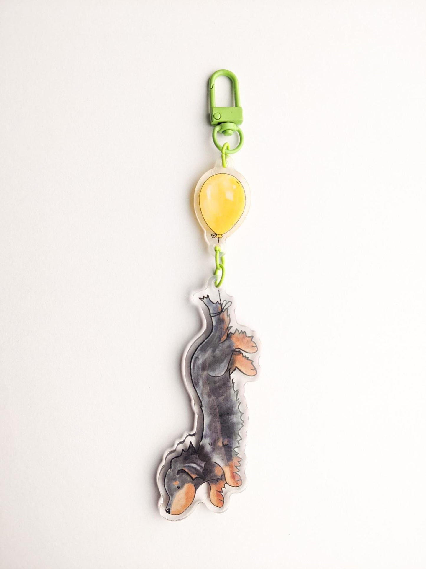 Acrylic Dachshund Keychain, Dachshund with Balloon, Gift for Dachshund Lover, Weiner Dog Keyring, Cute Dachshund Gift, Dachshund Art