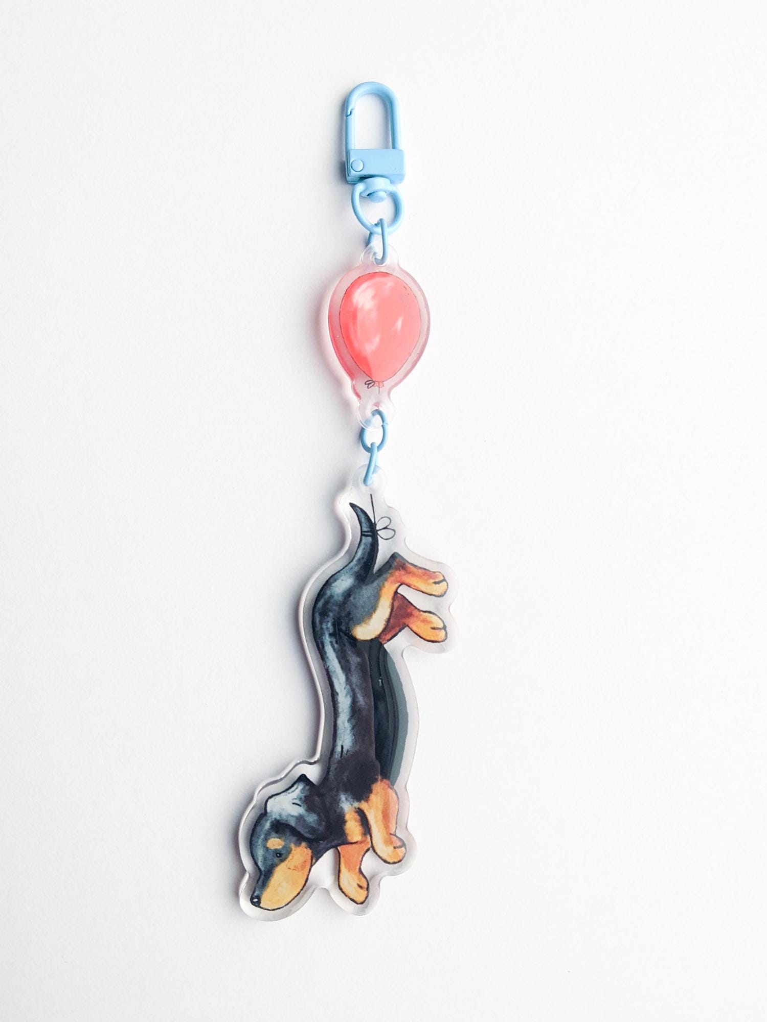 Acrylic Dachshund Keychain, Dachshund with Balloon, Gift for Dachshund Lover, Weiner Dog Keyring, Cute Dachshund Gift, Dachshund Art