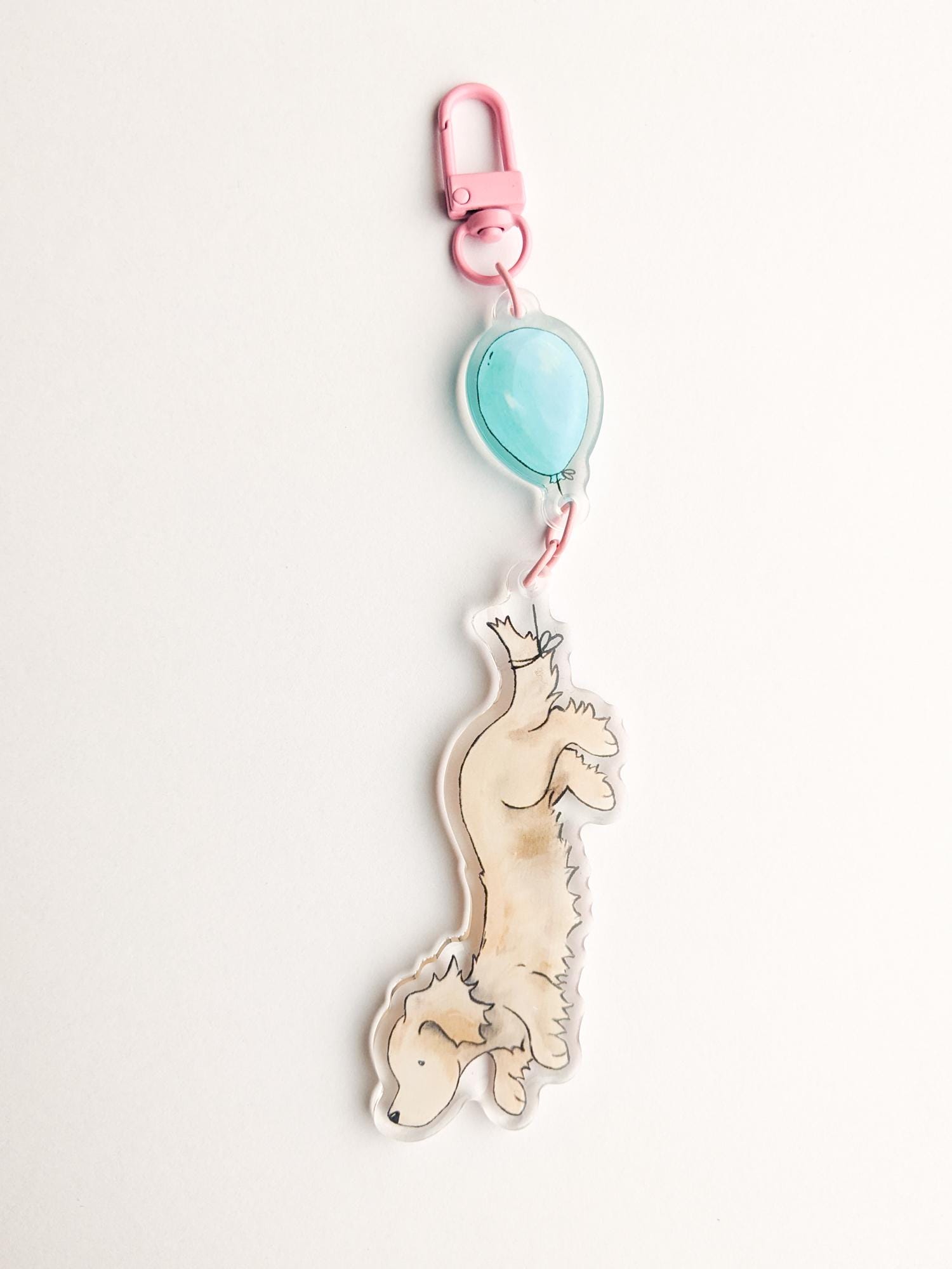 Acrylic Dachshund Keychain, Dachshund with Balloon, Gift for Dachshund Lover, Weiner Dog Keyring, Cute Dachshund Gift, Dachshund Art