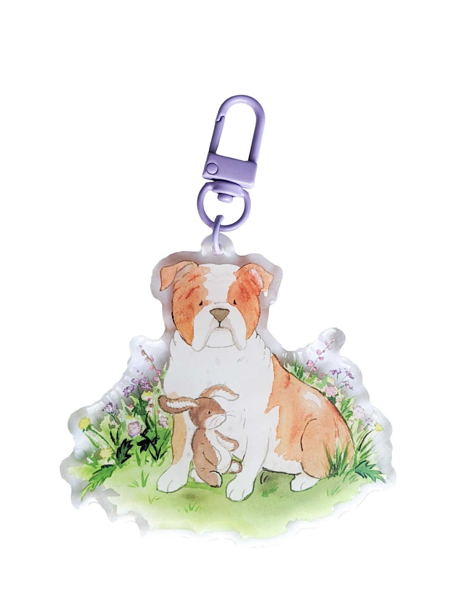 Acrylic English Bulldog Keychain, Bulldog Gift, Bulldog Keyring, Bulldog Lover Gift, Bulldog Art, Gift for Pet Owner, Gift for Dog Lover