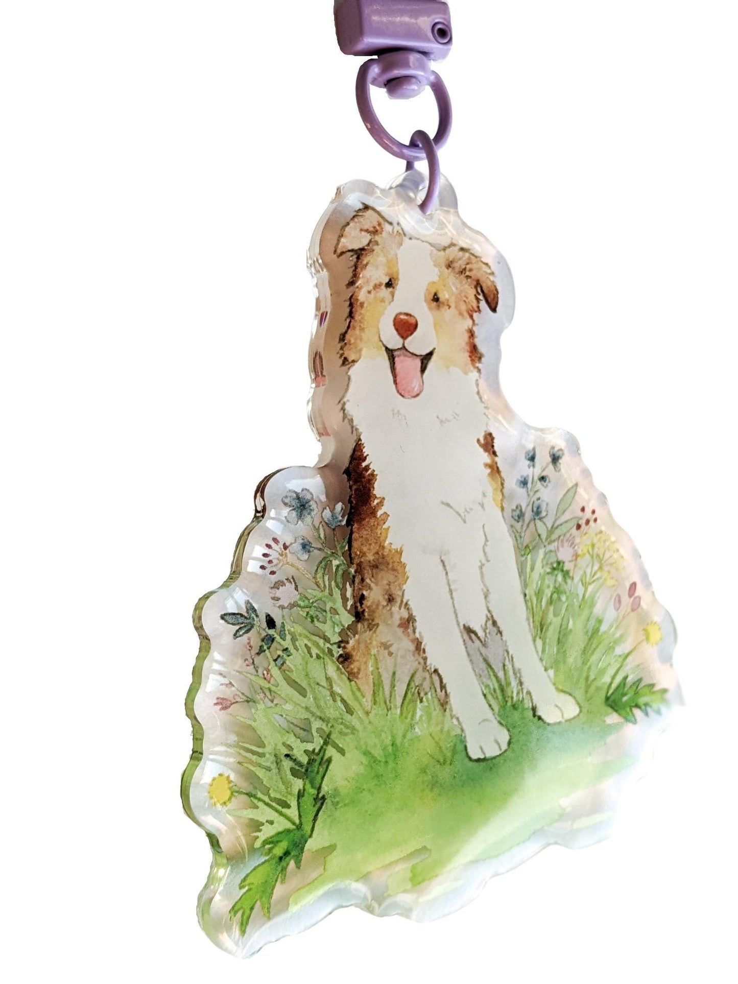 red merle aussie dog acrylic keychain