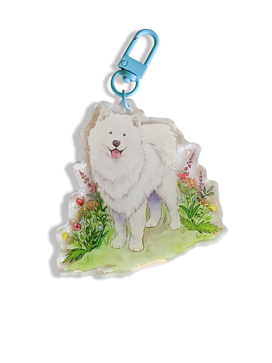 acrylic samoyed keychain jasper and ruby