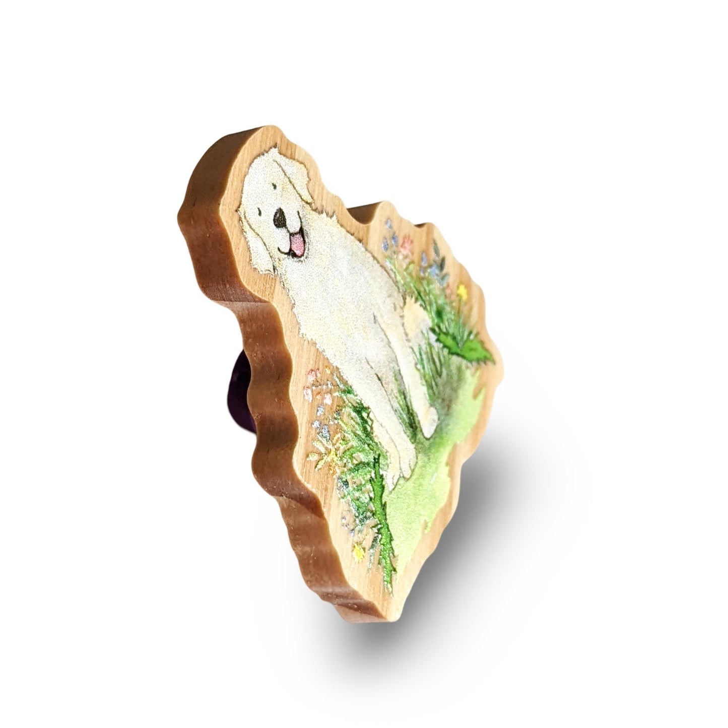 golden retriever wooden pin