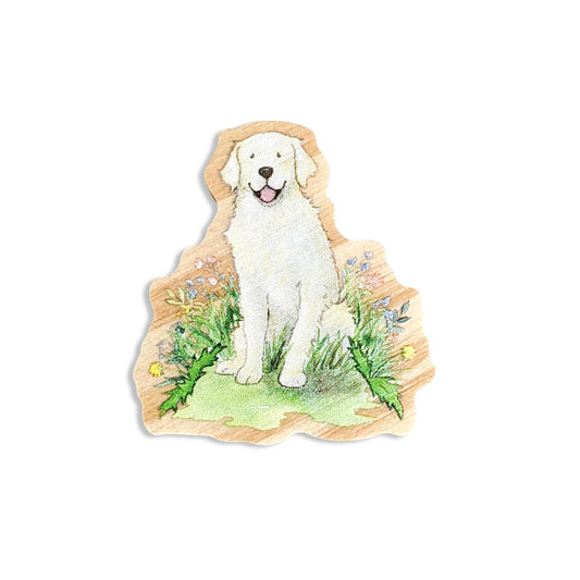 golden retriever wooden pin