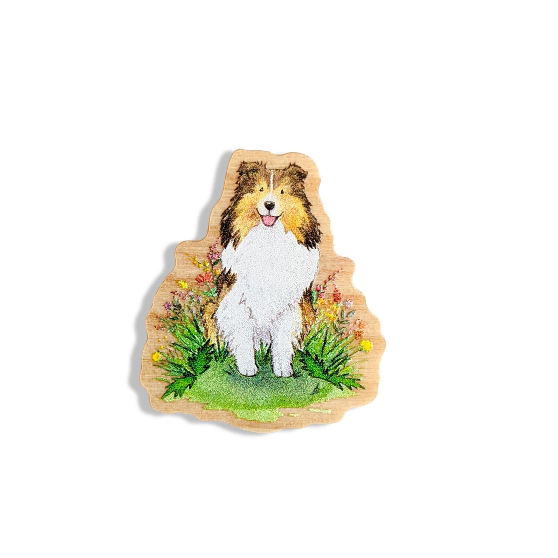 sable sheltie wooden pin